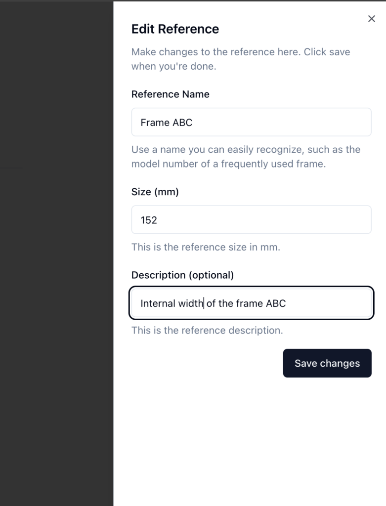 custom reference edit for PD measurement